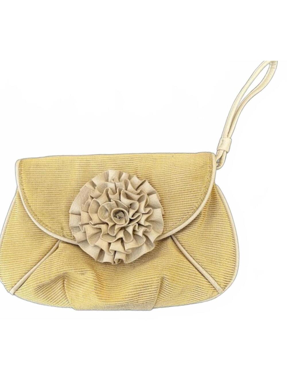 Loeffler Randall Gold Wristlet Clutch Flower